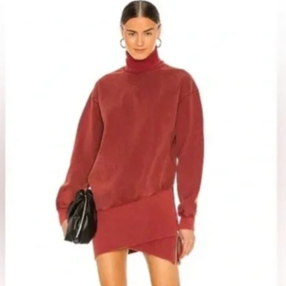 NWT Young Fabulous & Broke Red Asymmetrical Turtleneck Sweater Dress Zipper Hem
